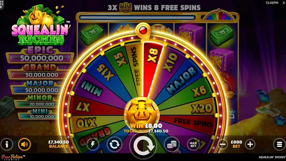 squealin riches bonus wheel