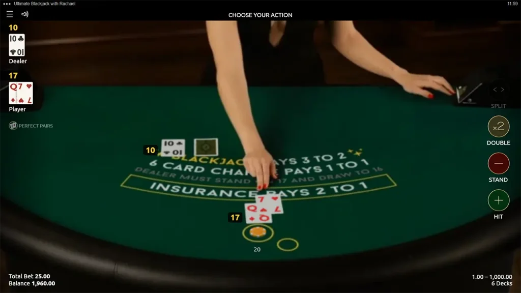 play Ultimate Blackjack with Rachael