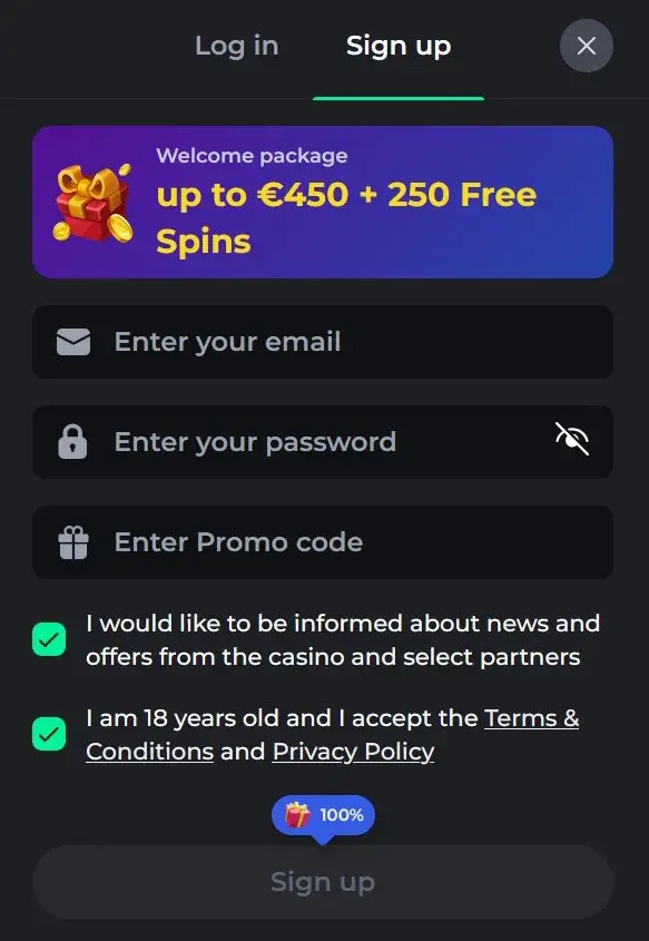 BetOnRed Casino Registration Form