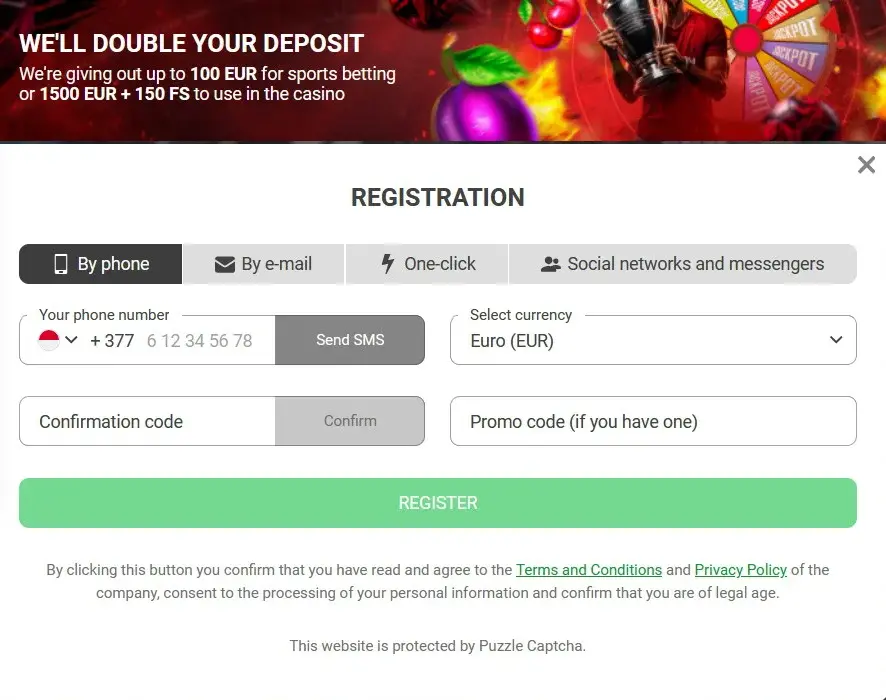  888STARZ Registration Form