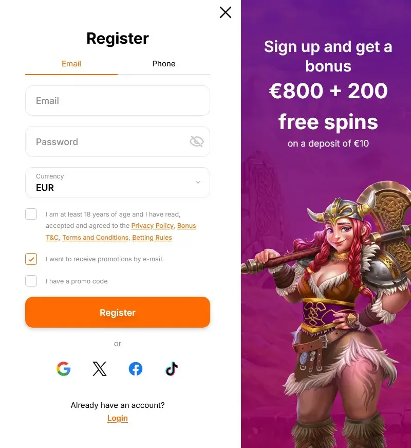 HitNSpin Registration Form