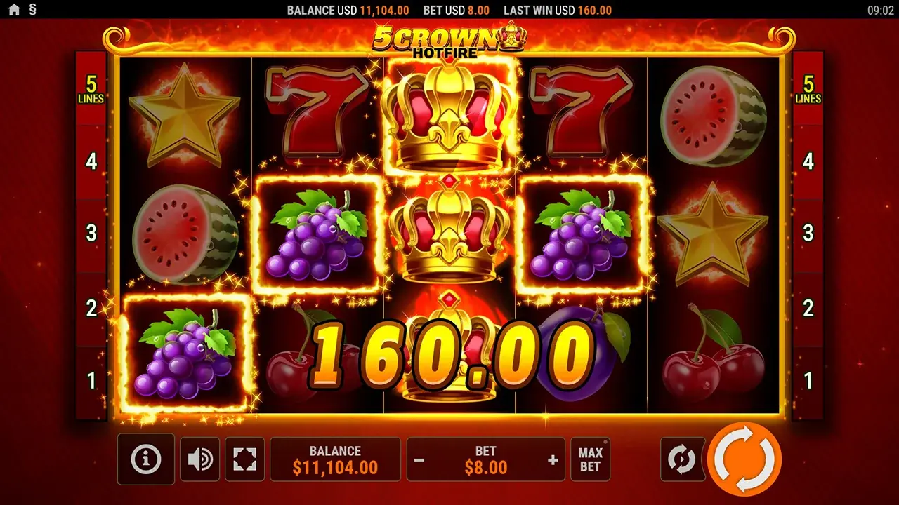 5 Crown Hotfire Win