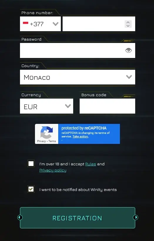 Winity Registration Form Winity Registration Form
