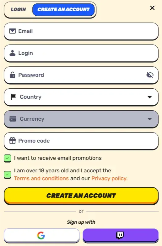 Gamblezen Casino Registration Form