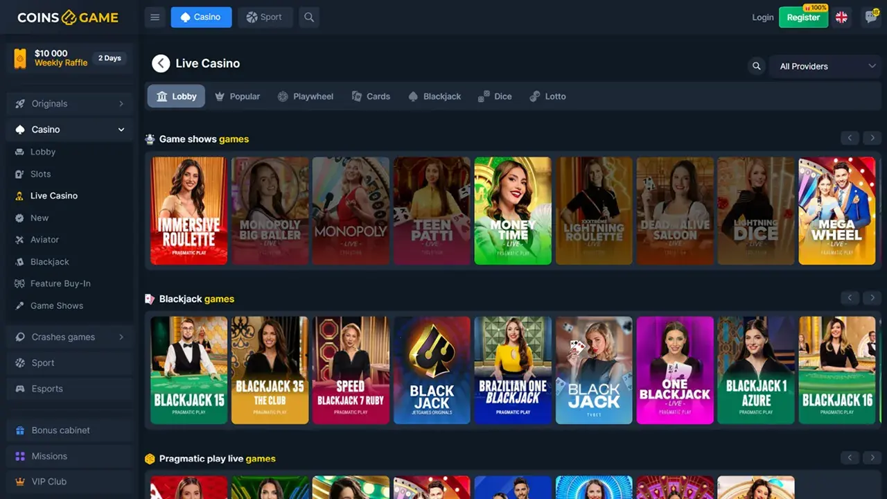 Coins.Game Casino Live Dealer