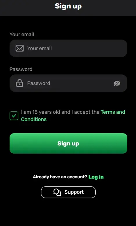 PatrickSpins Casino Registration Form