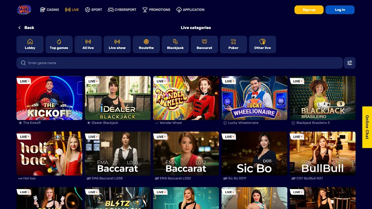 Very Well Casino Live Dealer