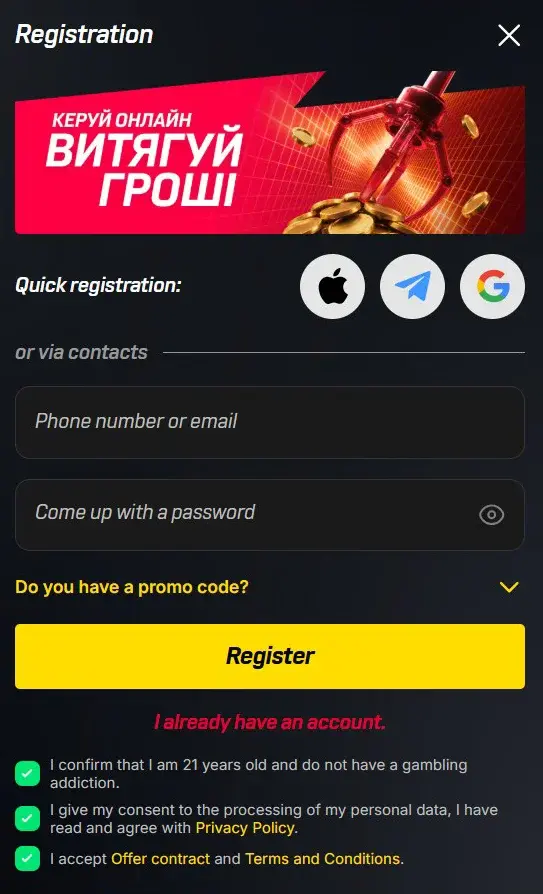BETKING Casino Registration Form BETKING Casino Registration Form