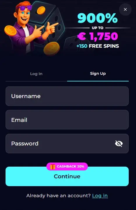 PartySpinz Casino Registration Form