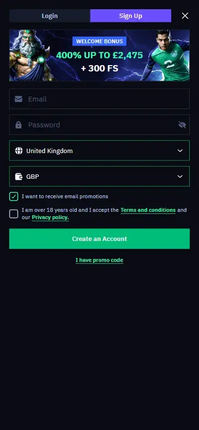 BeonBet Casino Registration Form BeonBet Casino Registration Form