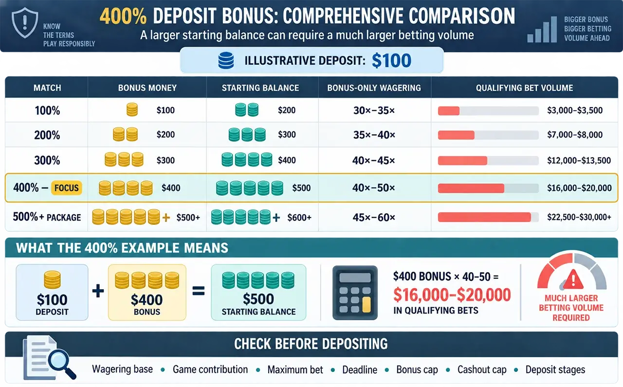 Comprehensive 400% Deposit Bonus Comparison